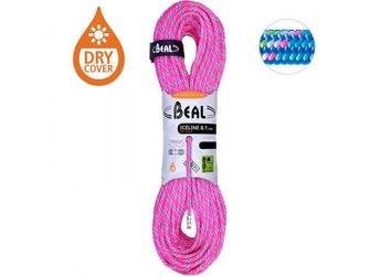 BEAL poloviční horolezecké lano Ice Line Unicore 8,1 mm 2 × 50 m, fuchsiová / modrá