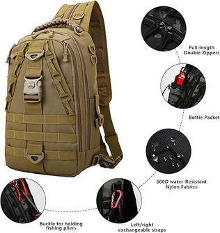 DRAGOWA TACTICAL Batoh s jedním popruhem Charlie 20 L, khaki