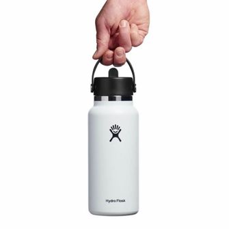 Hydro Flask Široká termo láhev s náustkem 32 OZ Wide Flex Straw Cap, bílá