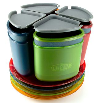 GSI Outdoors Sada kempingového nádobí pro 4 osoby Infinity 4 Person Compact Tableset, Multicolor