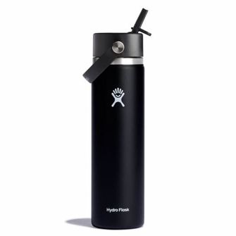 Hydro Flask Široká termo láhev s náustkem 24 OZ Wide Flex Straw Cap, černá