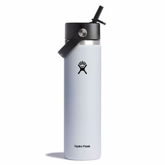 Hydro Flask Široká termo láhev s náustkem 24 OZ Wide Flex Straw Cap, bílá
