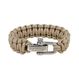 Pentagon náramek paracord khaki kovová spona